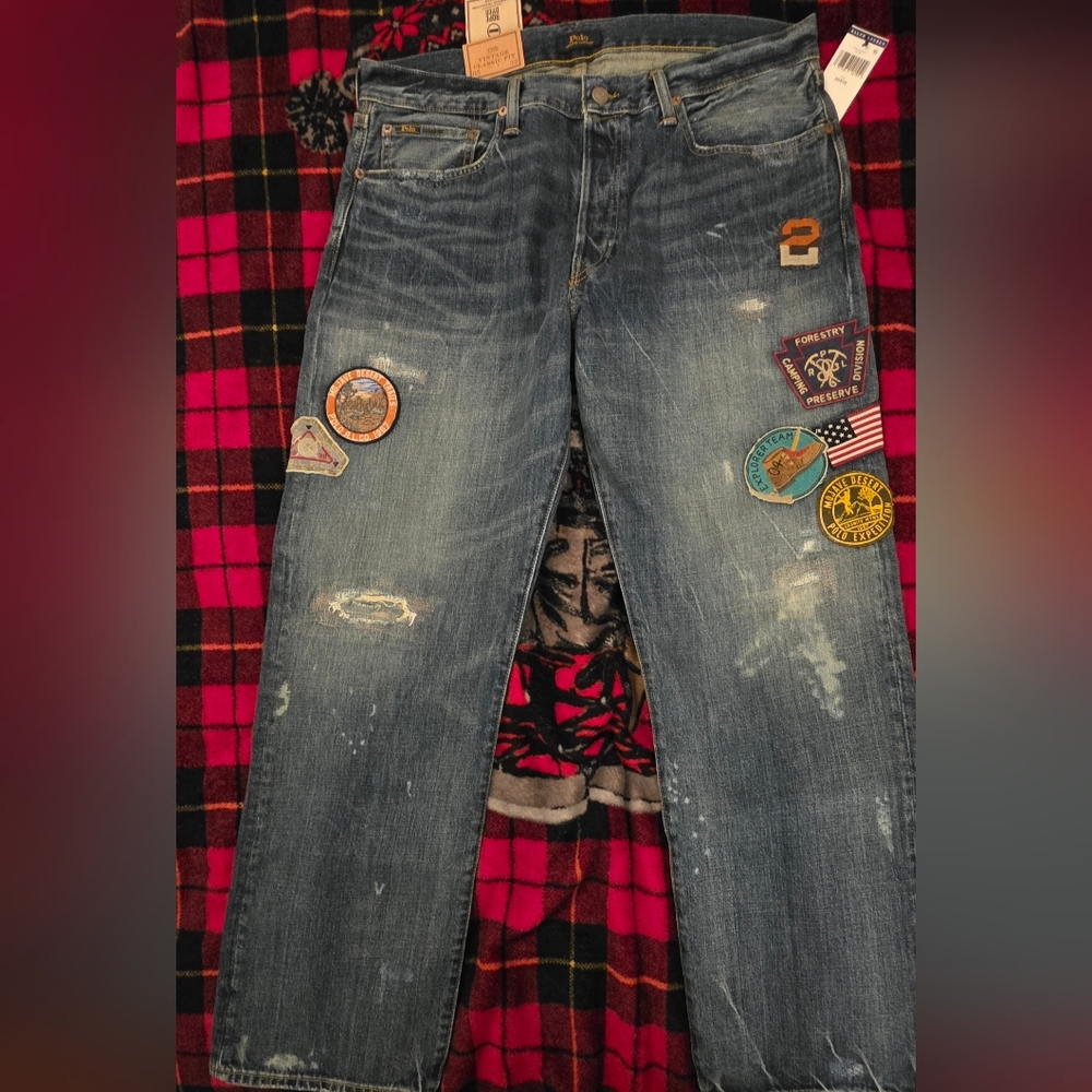 Polo by Ralph Lauren Blue Straight Jeans with Patches